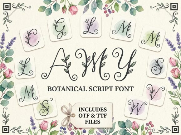 Amy: A Botanical Script Font for Digital Design